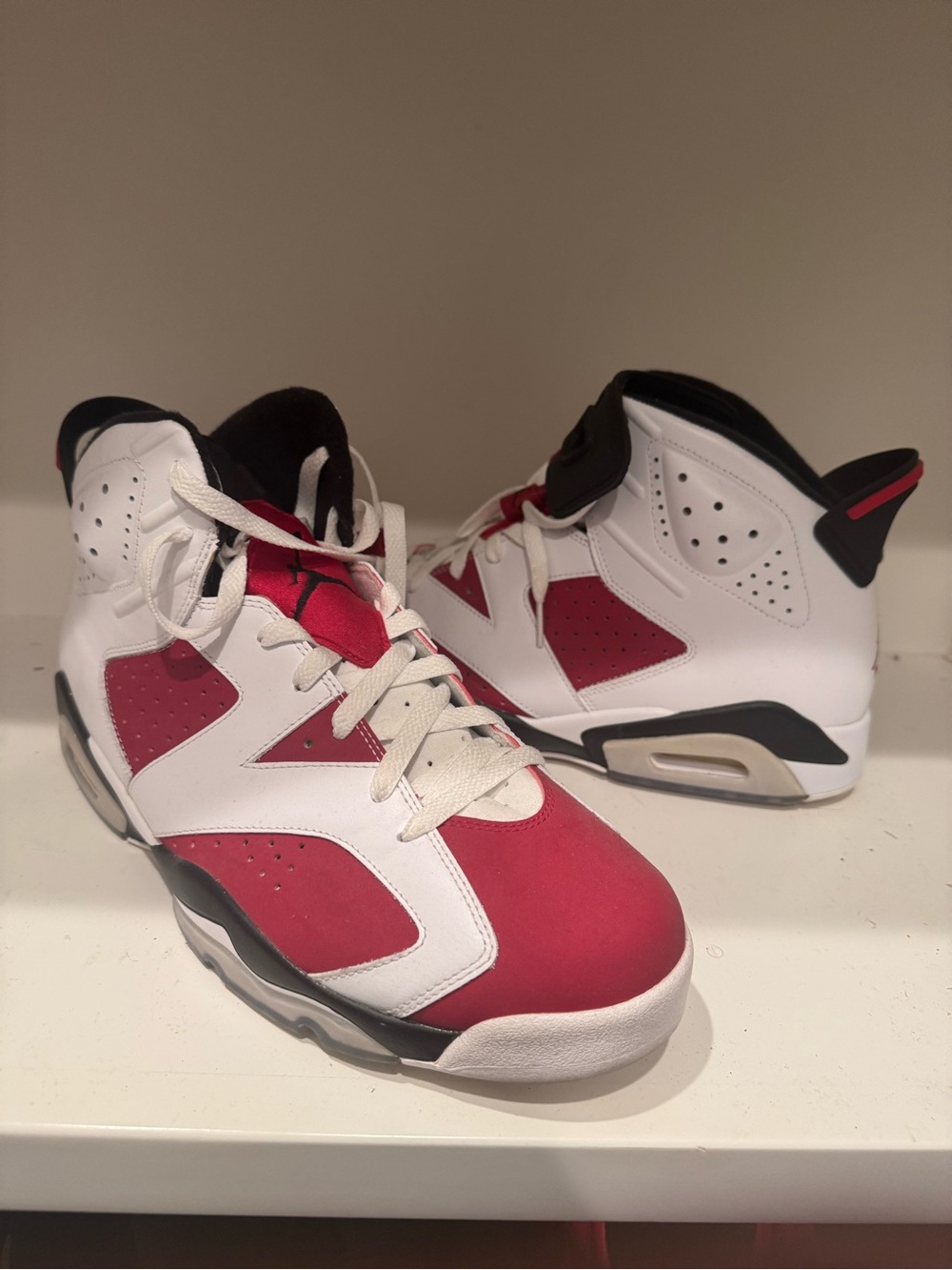 Jordan Retro Basketball Sneakers in White, Red & Black